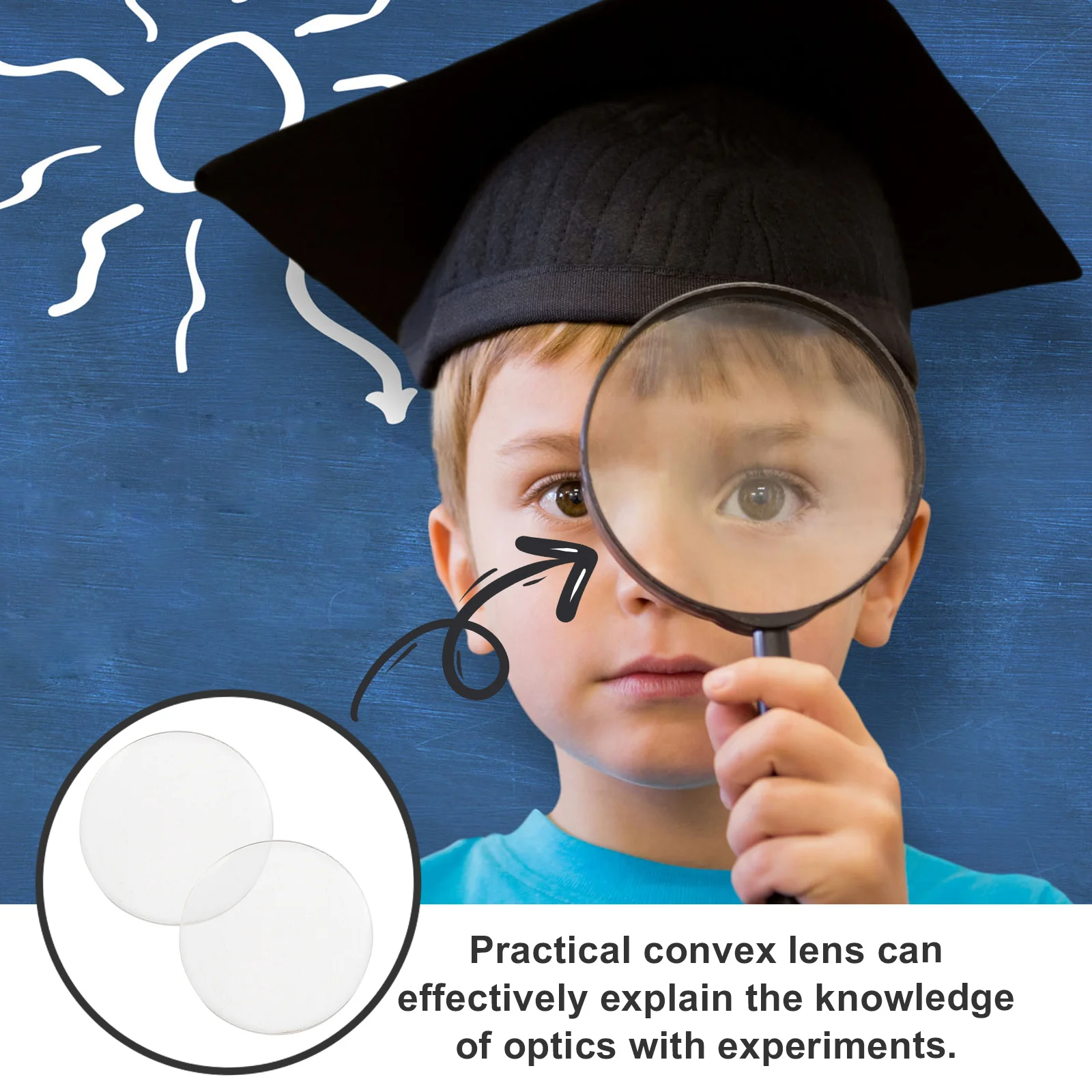 

12Pcs 3D Convex Lens Transparent Biconvex Lens for Science Teaching Tools Physics Optical Experiments Lightweight Portable Aid