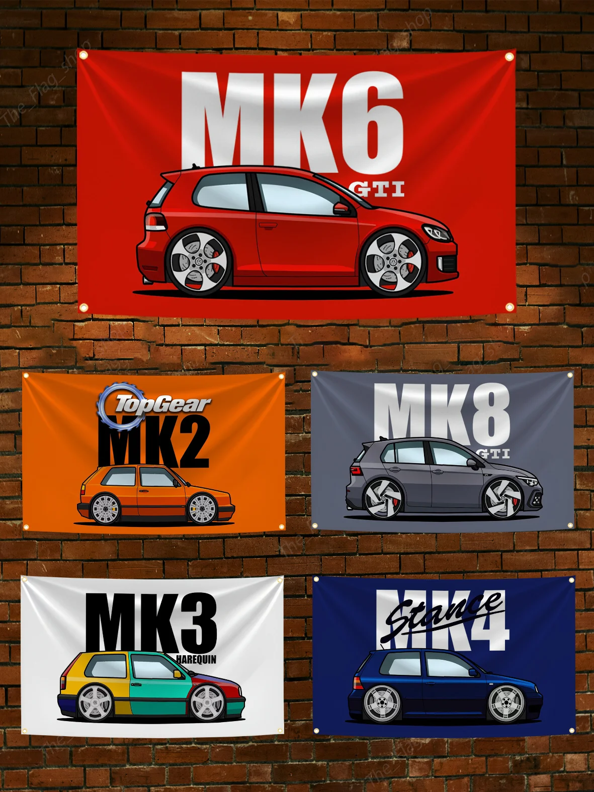 90x150cm V-VW MK GT Classic Car JDM Flag Polyester Digital Printing Banner for Garage Wall Art Home Outdoor Decoration Tapestry