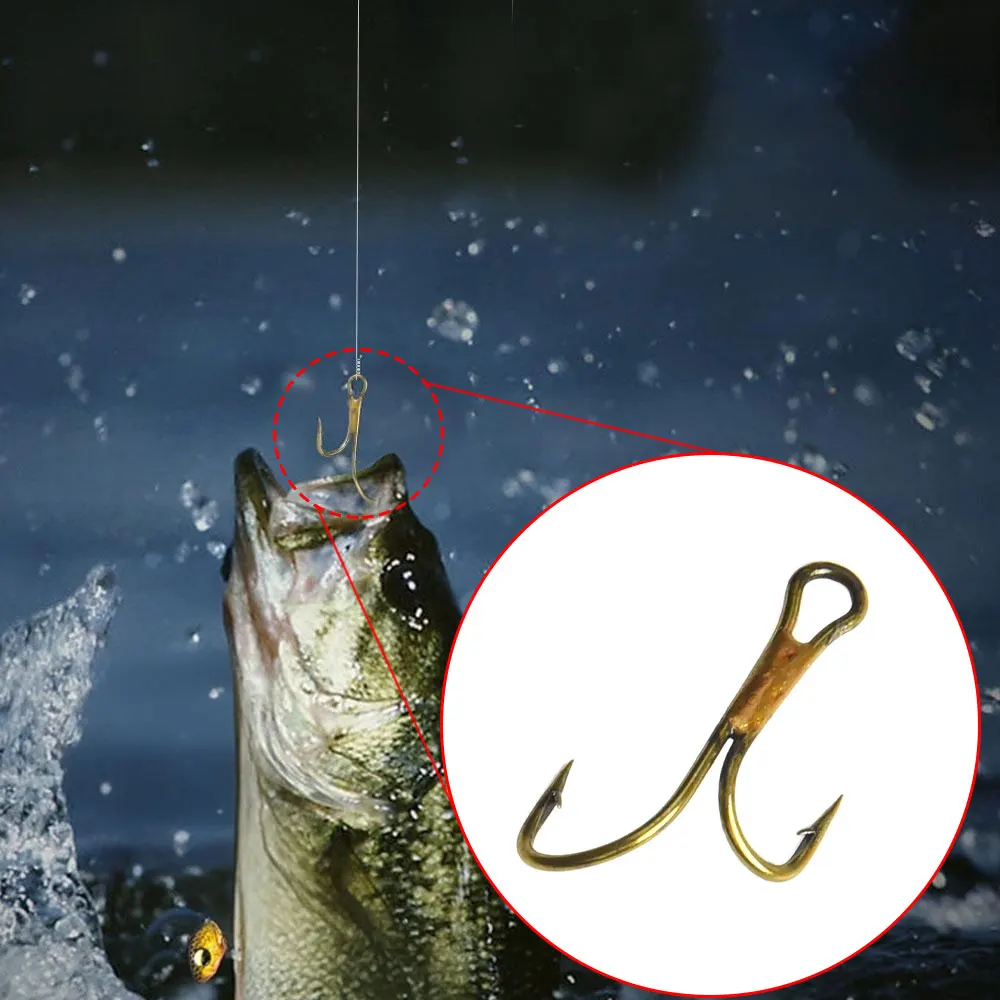 

20Pcs Fishhook Tools Barbed Golden Double Fishing Hooks Pike Dead Bait Predator Salmon Trout Perch Ringed Zander Twin Hook