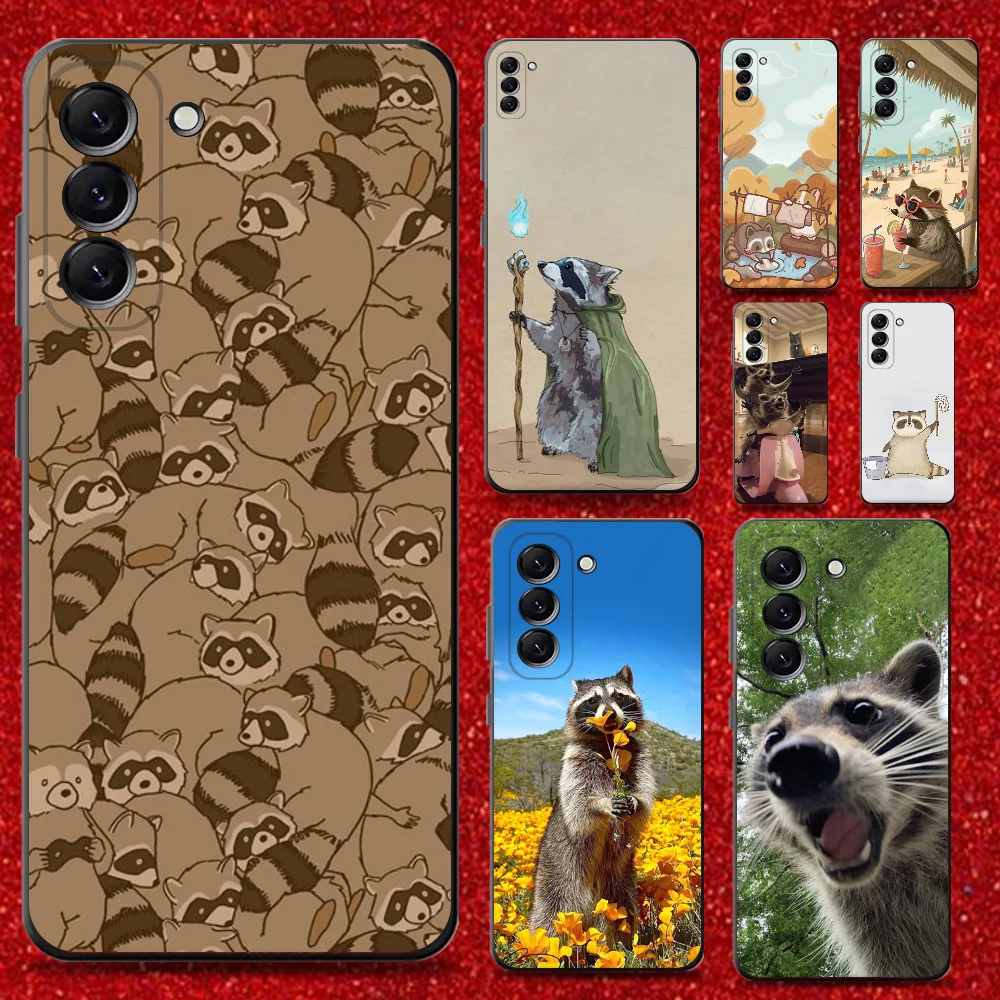 

Cute Raccoon Phone Case For Samsung Galaxy A13,A21s,A22,A31,A32,A52,A53,A71,A80,Soft Black Shell