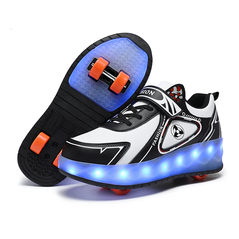 

Fashion Boys Girls Four Wheels LED Light Flying Shoes Kids Roller Skate Shoe Students Skates with Wheels