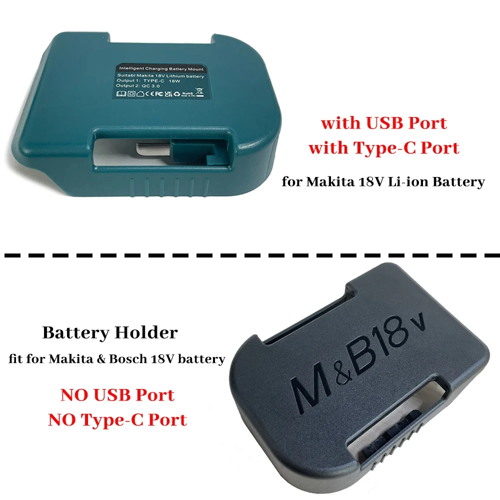 1Pc For Makita 18V With USB With Type-C Battery Holder For Makita Battery BL1840 BL1850 BL1860 Charger Adapter Fast Charging image 2