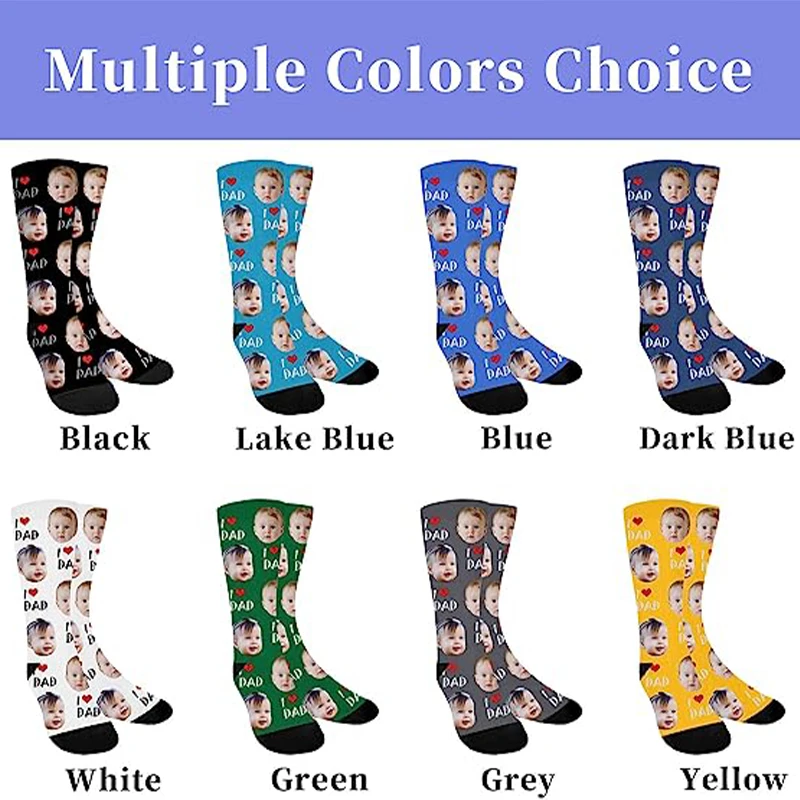 Fashion Custom Print Your Photo Personalized Socks  Funny Red Heart DIY Birthday Valentine\'s Novelty Sock Girlfriend Gift