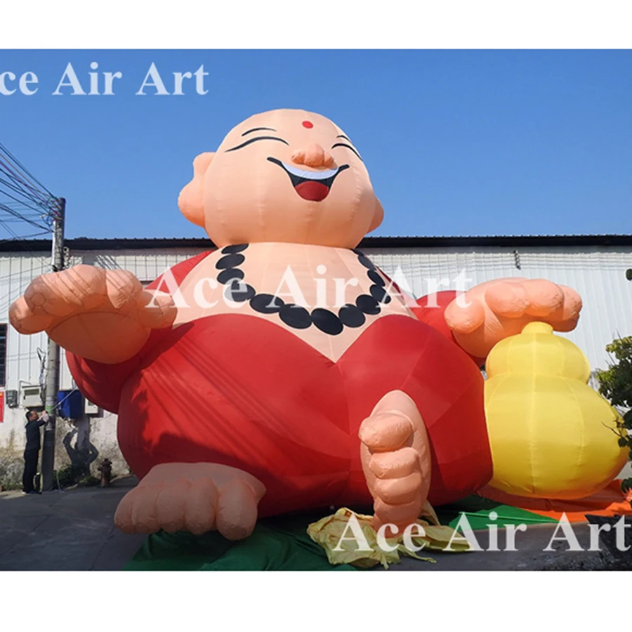 Giant Inflatable Cartoon Model Laughing Lighted Inflatable Buddha for Outdoor Advertising Events Decoration