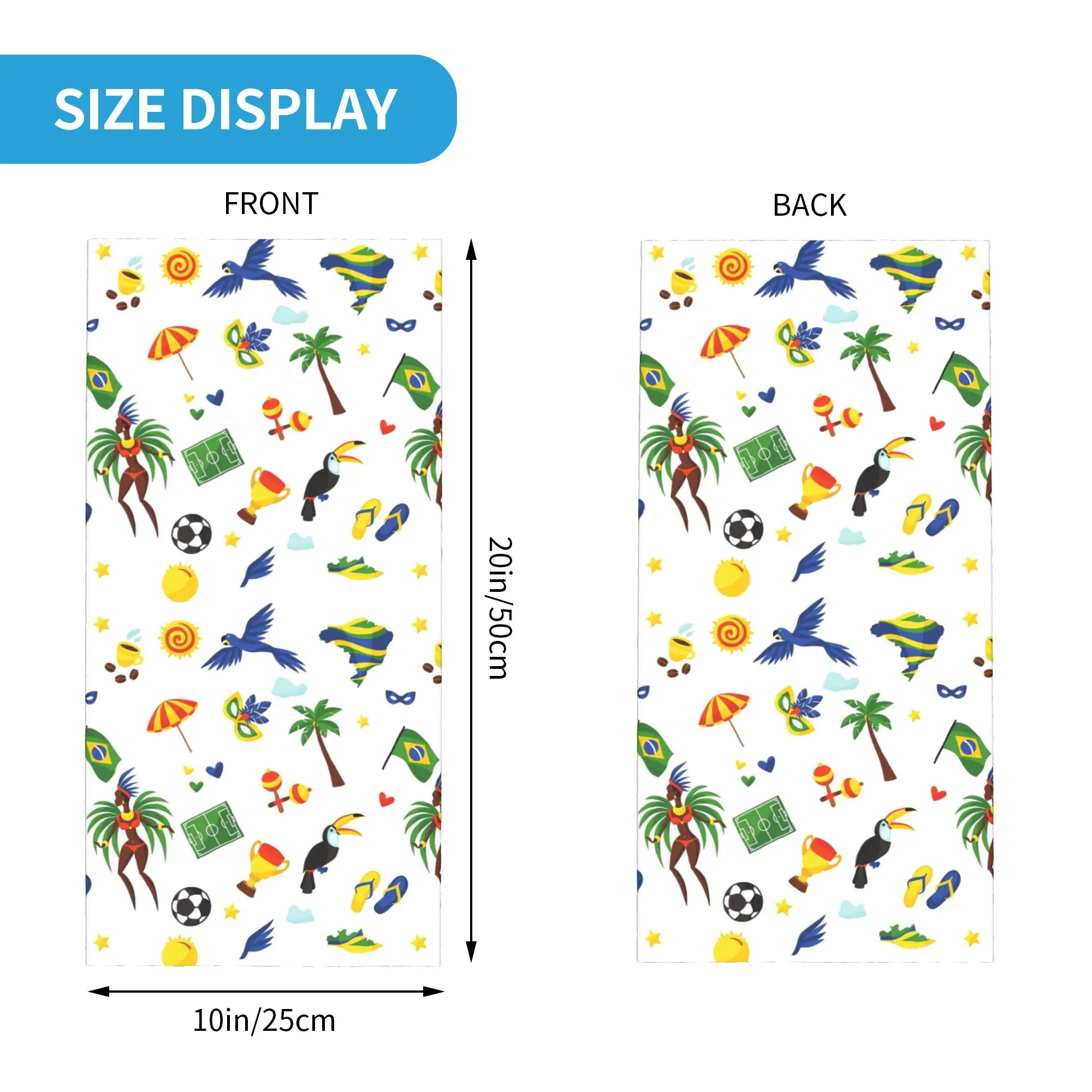 Brazil Brazilian Flag Bandana Neck Cover Printed Wrap Mask Scarf Headband Riding for Men Women Adult All Season