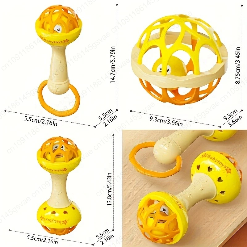 3pcs Baby Rattle Toy Baby Toy Rattle Grasping Rotating Set Sensory Education Teether Rattle Toy Newborn Gift for Boys and Girls