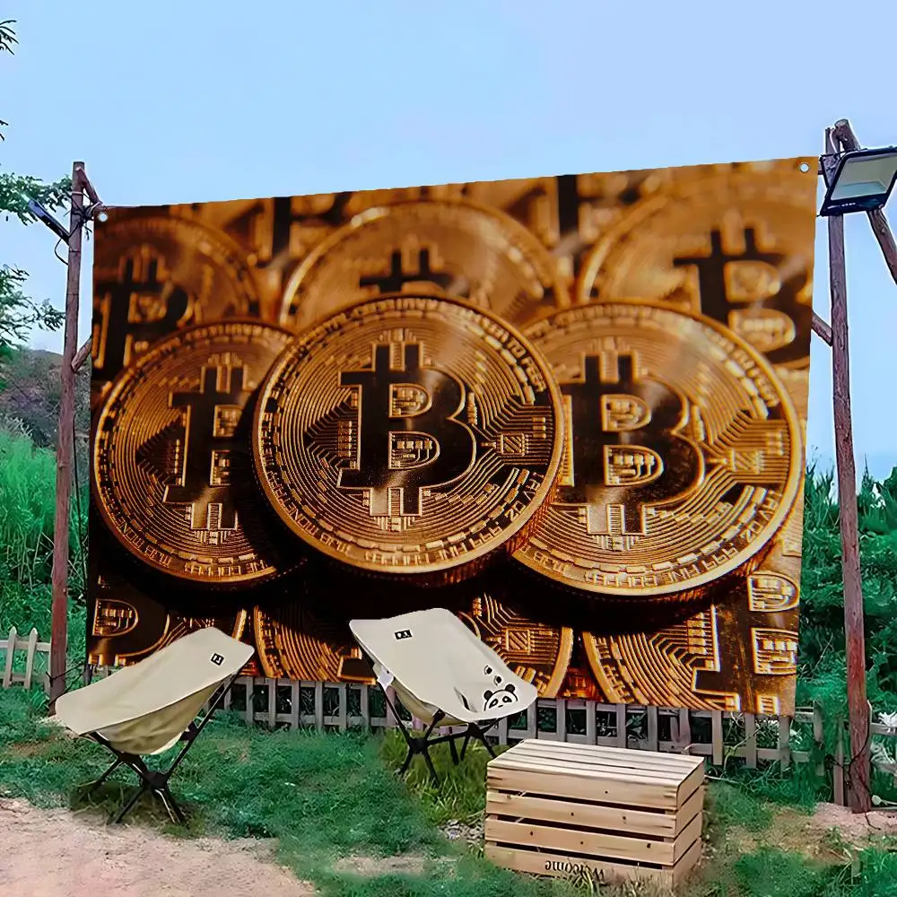 Popular B-Bitcoin Logo Retro Flags Multiple Choice Living Studio Booth Interior Decoration Banner