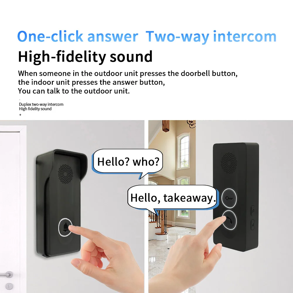 Wireless intercom doorbell wiring required built-in wireless signal two-way intercom one-button remote unlocking Voice Intercom