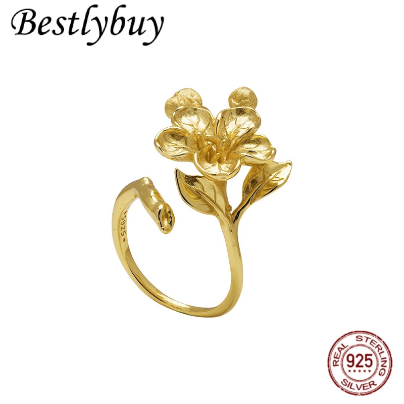 

Новое модное кольцо из чистого серебра S925 с оригинальным дизайном в виде цветка Хайтан, женское, легкое, роскошное, высококачественное ювелирное украшение, подарок