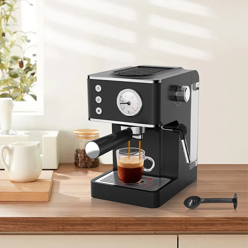 

Italian Semi-Automatic Coffee Maker Household Concentrated Steam Frothing 20Bar 1.2L Desktop Espresso Machine With Pressure Gage