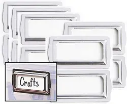 Self Adhesive Metal Bookplates for Books Cards 8 Pcs Horizontal Clip Label Holders-Metal Drawer Tag Label