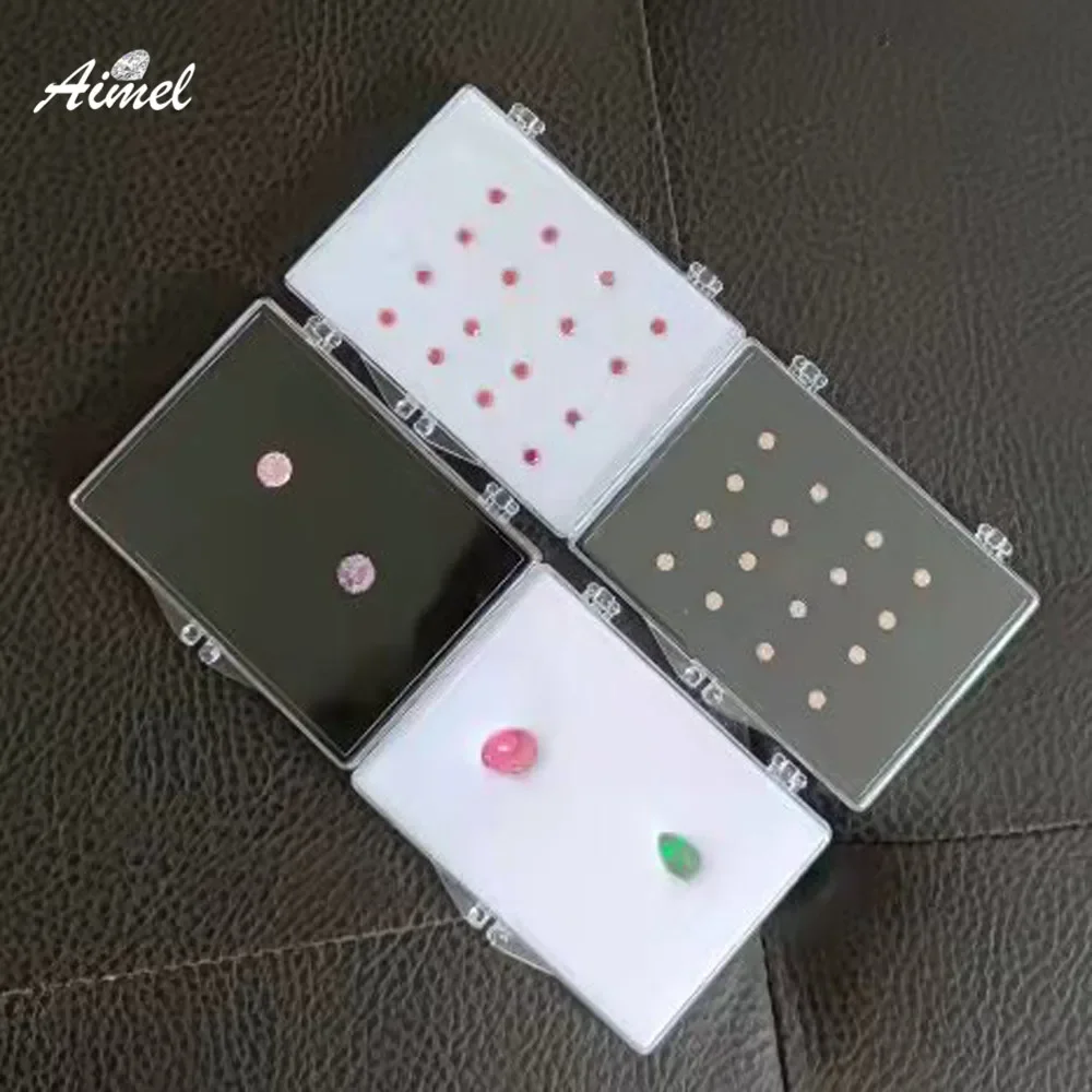 Transperant Diamond Jewelry Storage Box Gems Display Case Beads Stone Organizer Pendant Coin Container Charms Display Gift Box