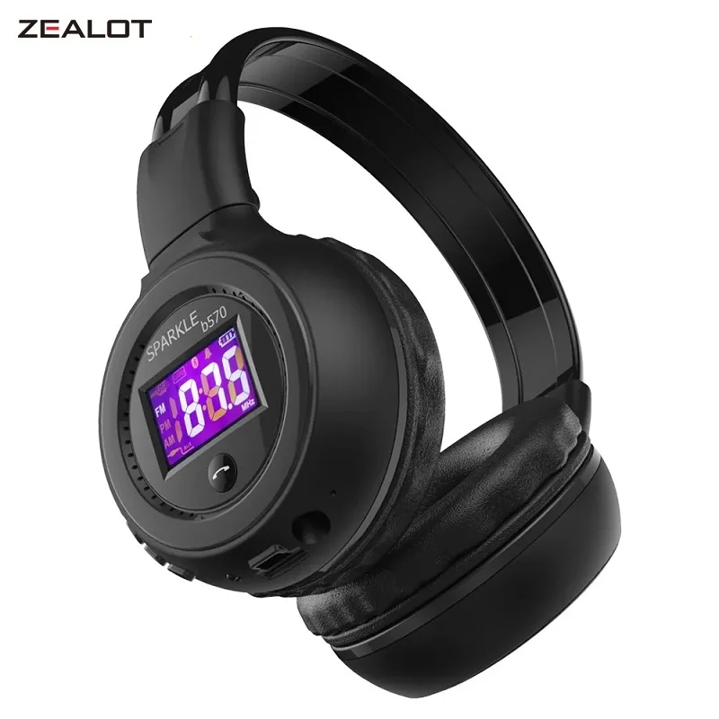 

ZEALOT-B570 Bluetooth Headphones Original Foldable HIFI Stereo Wireless Earphone With LCD Display Screen Headset Micro-SD Slot