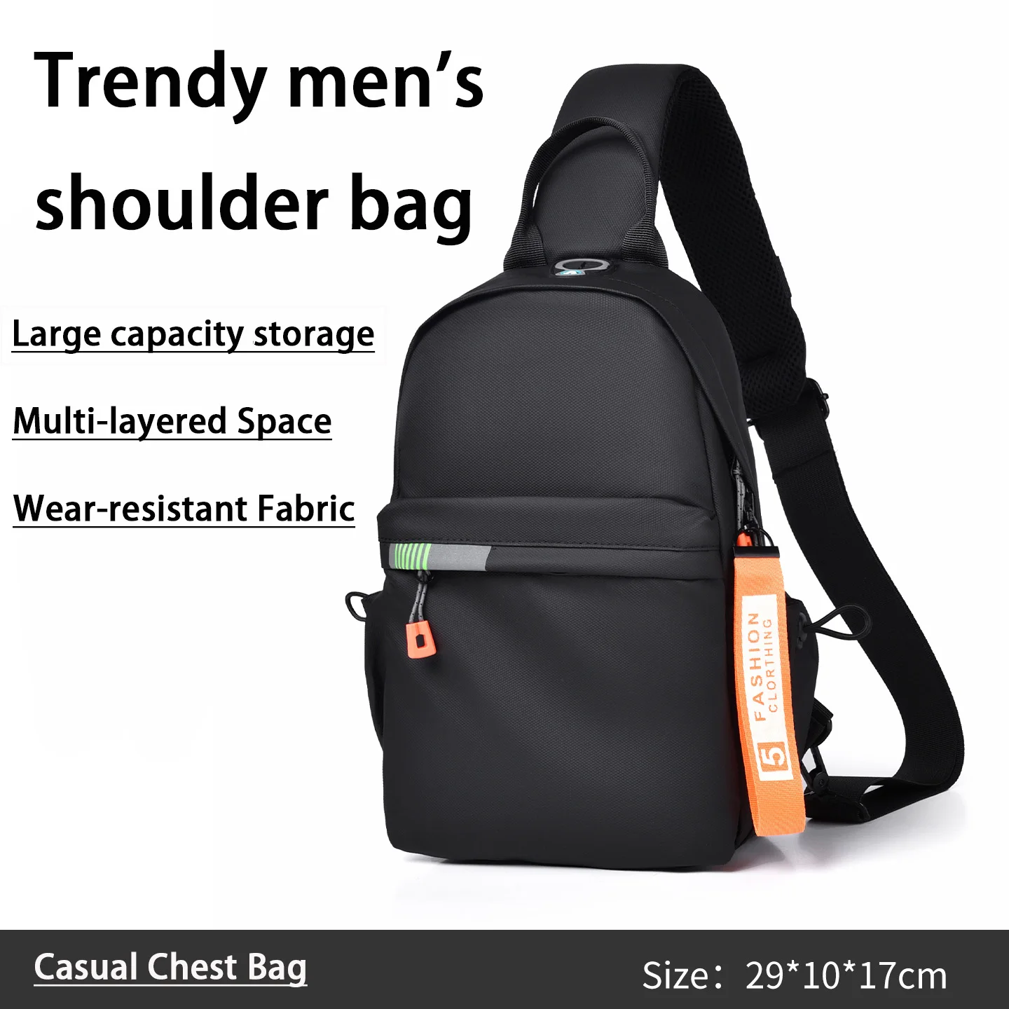 

Casual Men's Chest Bag, Large Capacity Leather Membrane Simple Men's Shoulder Bag, Commuting And Travel Men's Sling Bag