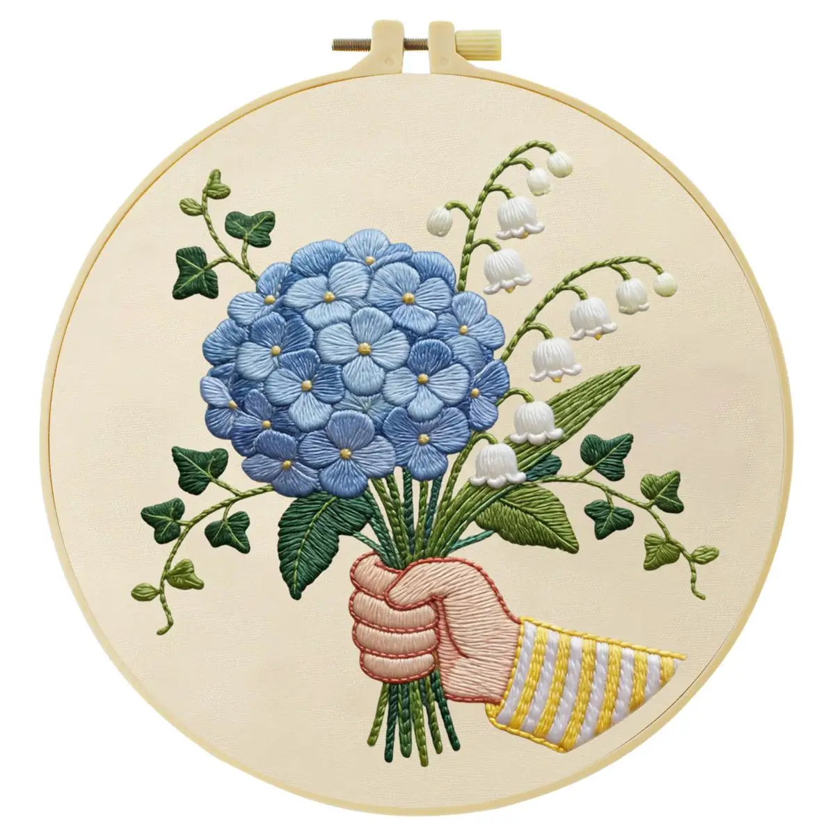 1 Stück 20X20CM/15X15CM 7,87/6,3 Zoll Fußball-Blumen-Stickerei-Starter-Kit DIY-Stickerei-Set Handarbeiten Malerei – Detail 5