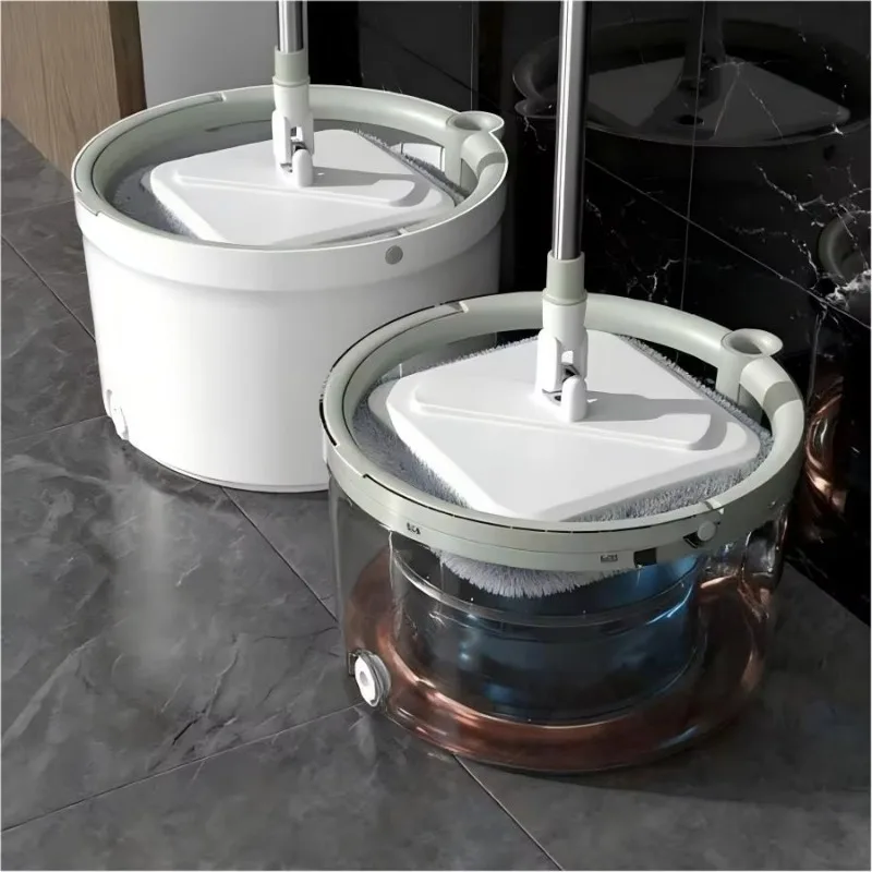 Dirty water Clear water separation type Hands-free rotating rectangular mop bucket set with telescopic handle Plastic