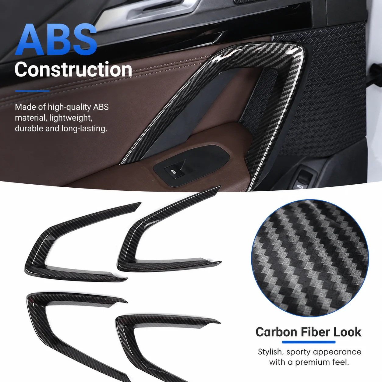 For BMW X1 IX1 U11 2023-2026 ABS Carbon Fiber Car Door Handle Cover Trim Interior Car Accessories