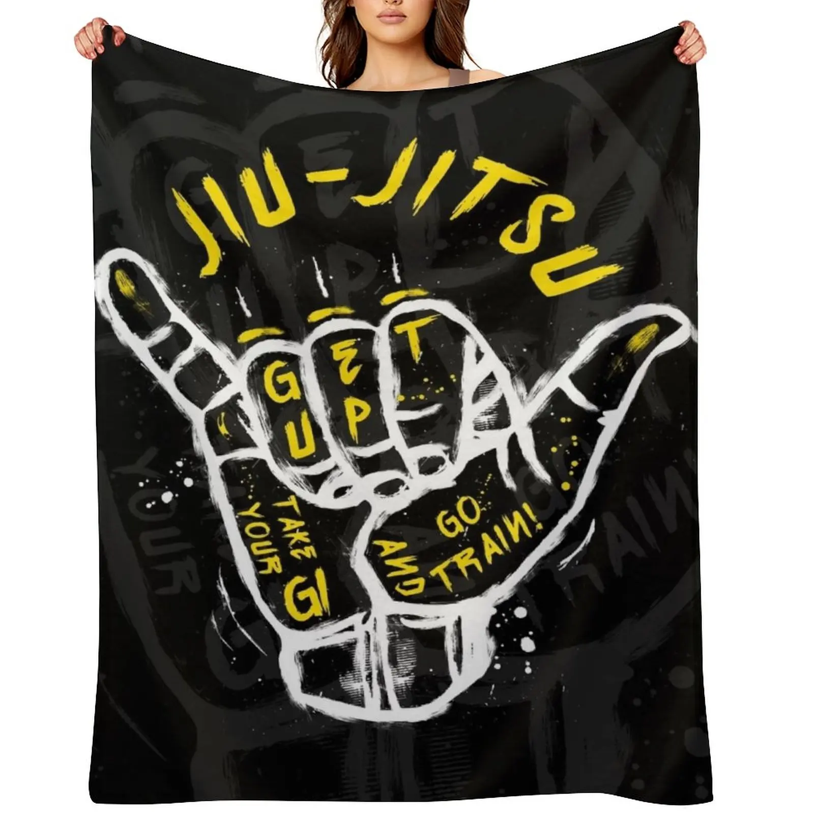 

Jiu-jitsu. Go train! 2 Throw Blanket Heavy Vintage blankets ands Large Blankets
