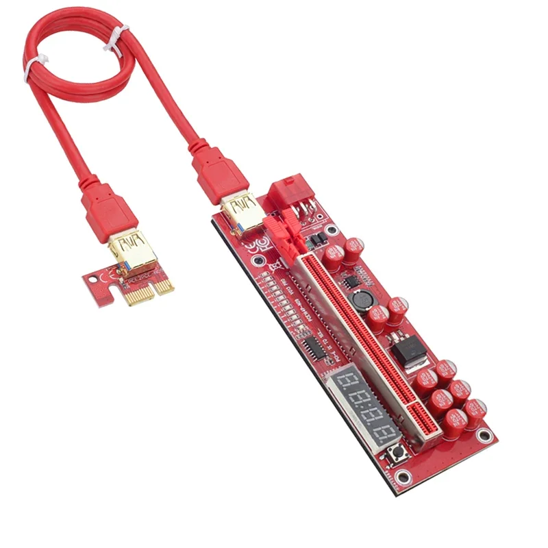 V013 Pro GPU Riser 013 Pro PCI Express X16 6Pin USB 3.0 LED Temperature PCIE Riser for Video Card Riser for Bitcoin Miner Mining