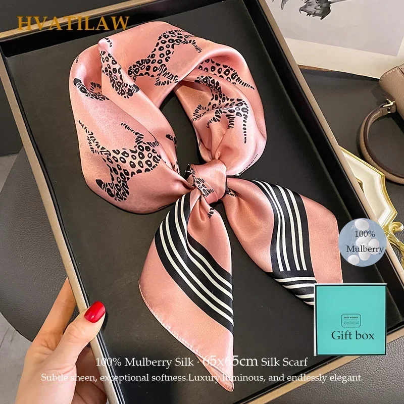 New 100% Natural Real Silk Scarf Fashion for Women Shawl Kerchief Pashmina Foulard Femme 65cm Square Scarf Bandana Hijab Scarves