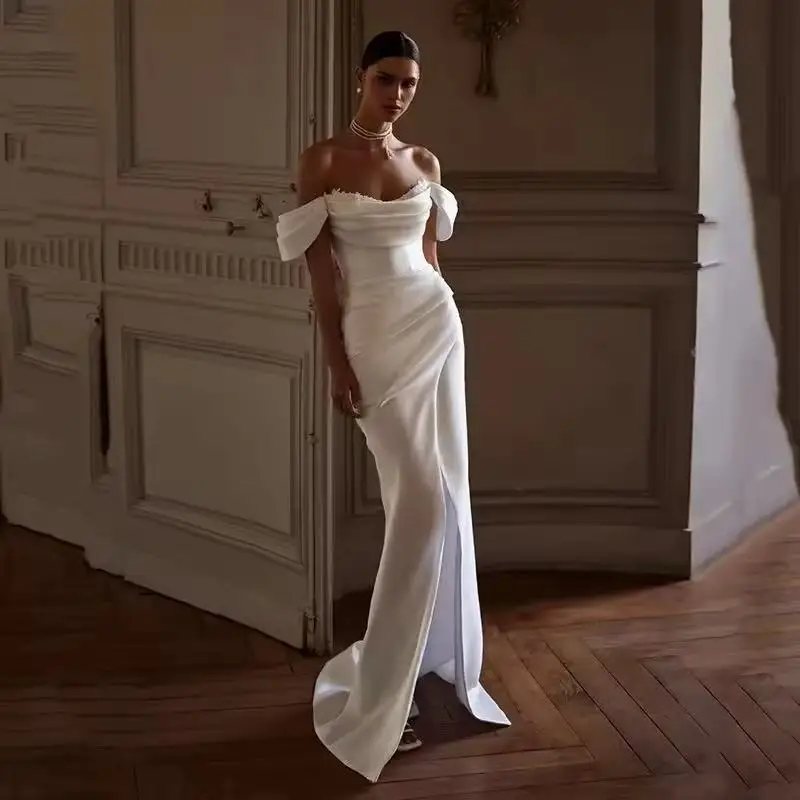 

Off The Shoulder Princess Wedding Dress Appliques Satin Corset Bride Dresses Mermaid Wedding Dress Customized 2025