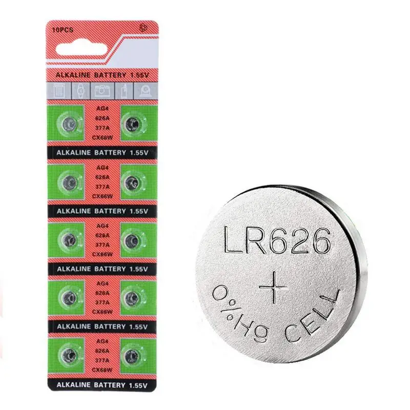 10PCS Watch Coin Battery AG4 377A 377 LR626 SR626SW SR66 LR66 Button Cell Batteries Toys Remote Camera Drop Shipping