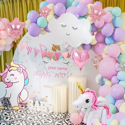 Unicorn Theme Party Decoration Balloon Garland Kit with 3D Unicorn Balloon For Baby Shower Macaron Party Happy Birthday Supplies