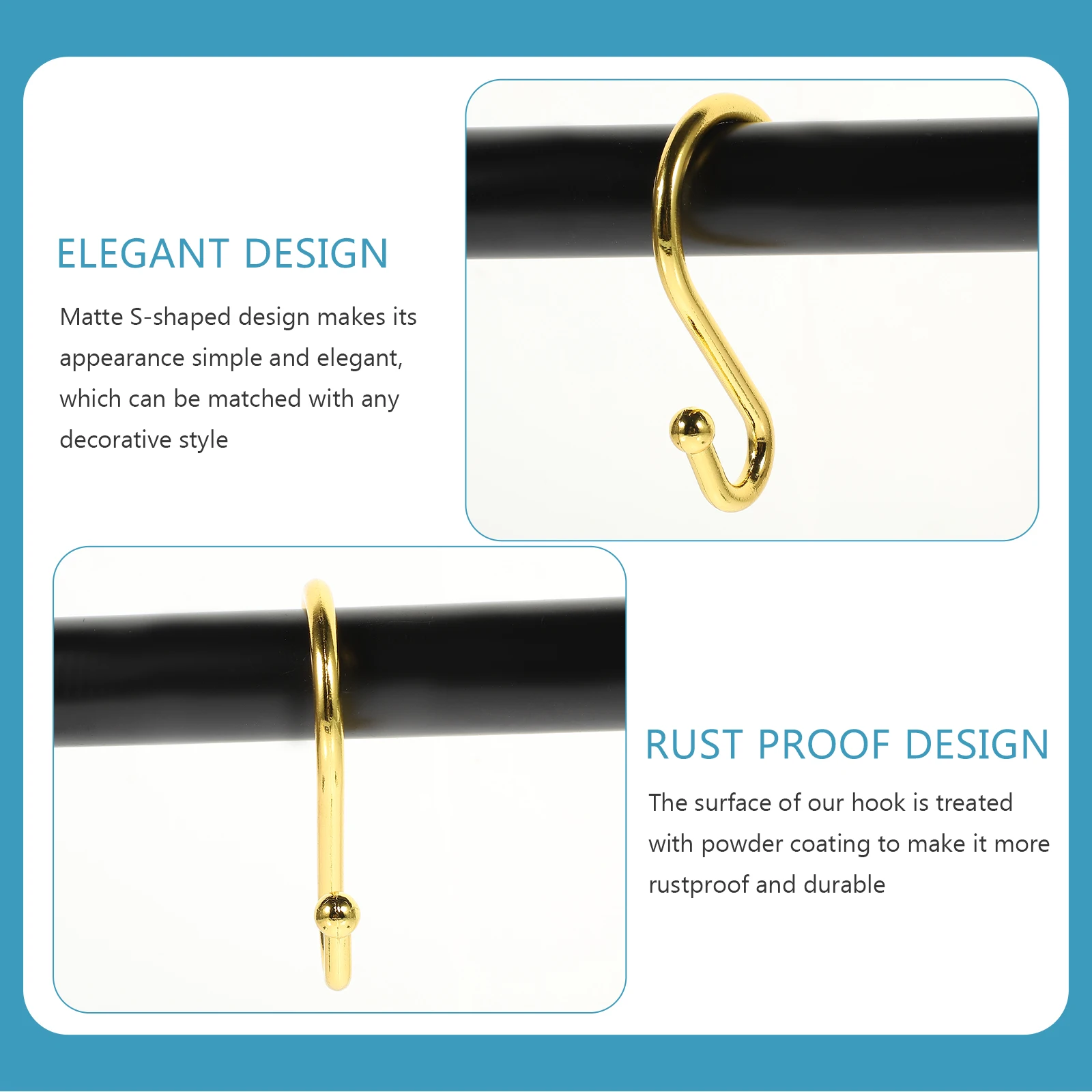

12 Pcs Metal Hook Curtain Rings Bathroom Shower Hooks Coat Hanger for Zinc Alloy Shaped Window