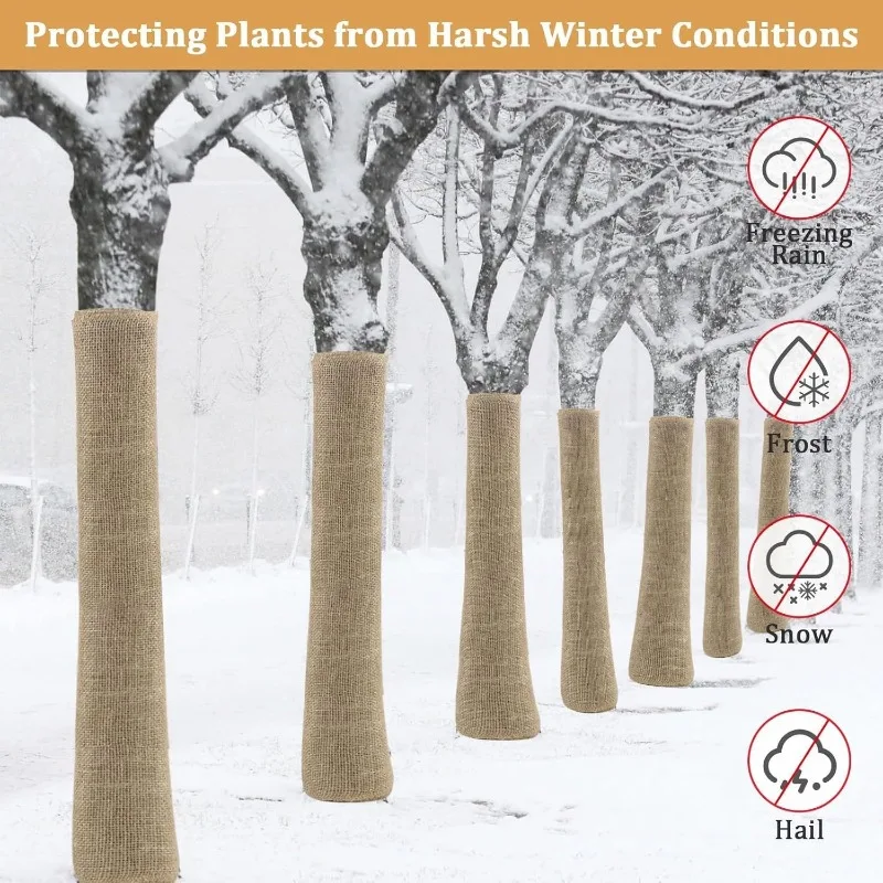Burlap Plant Cover for Winter Garden Protection Tree Wrap Frost Blanket Natural Jute Fabric for Shrubs Flowers Outdoor Plants