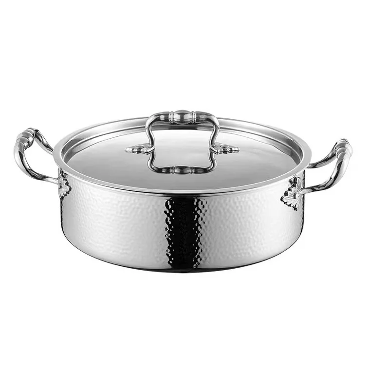 

DSA three-layer steel household pot commercial mandarin duck soup pot stainless steel hammer printing basin clear commercial