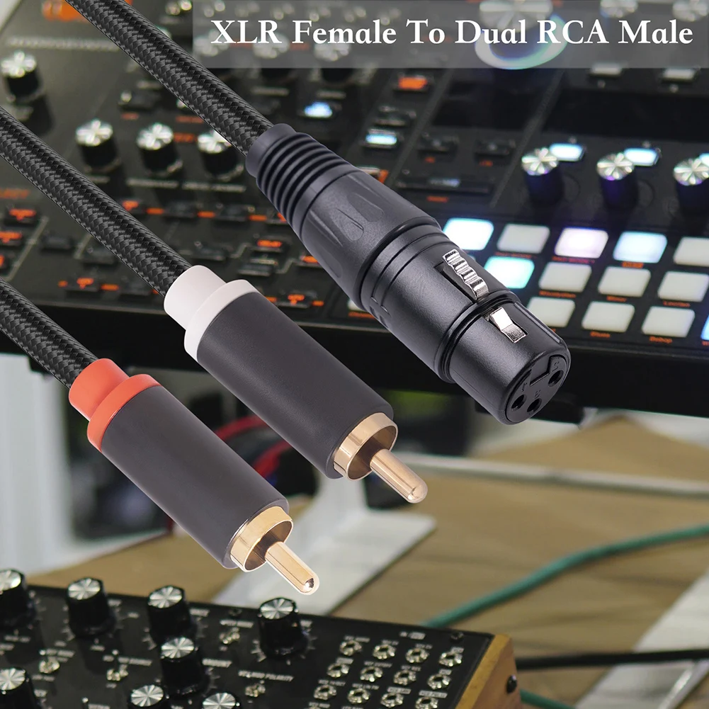 Professional Female XLR to Dual RCA Male Cable 1 2 3 Meter Length Suitable for Audio Mixer and Power Amplifier Connection