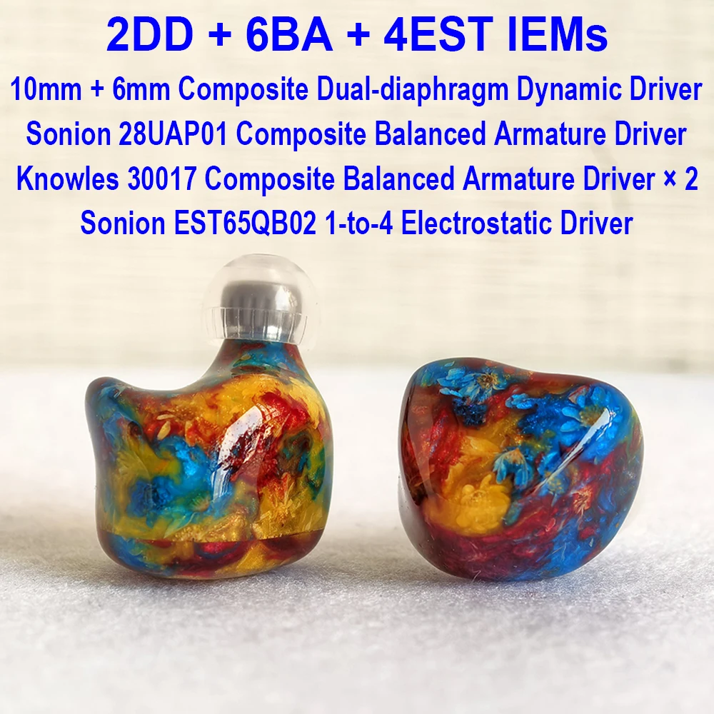 Electrostatic IEM Earphones in Ear Monitor Earbuds 2DD+6BA+4EST IEMs Hi-end Hifi Headphones for Audiophiles Headphone Wired 2pin