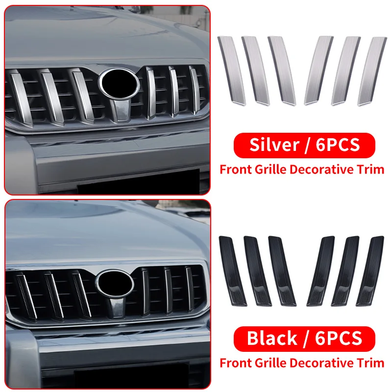 For Toyota Land Cruiser Prado LC120 2003-2009 Front Grille Trim Cover Grill Decoration Strip Exterior Modification Accessories