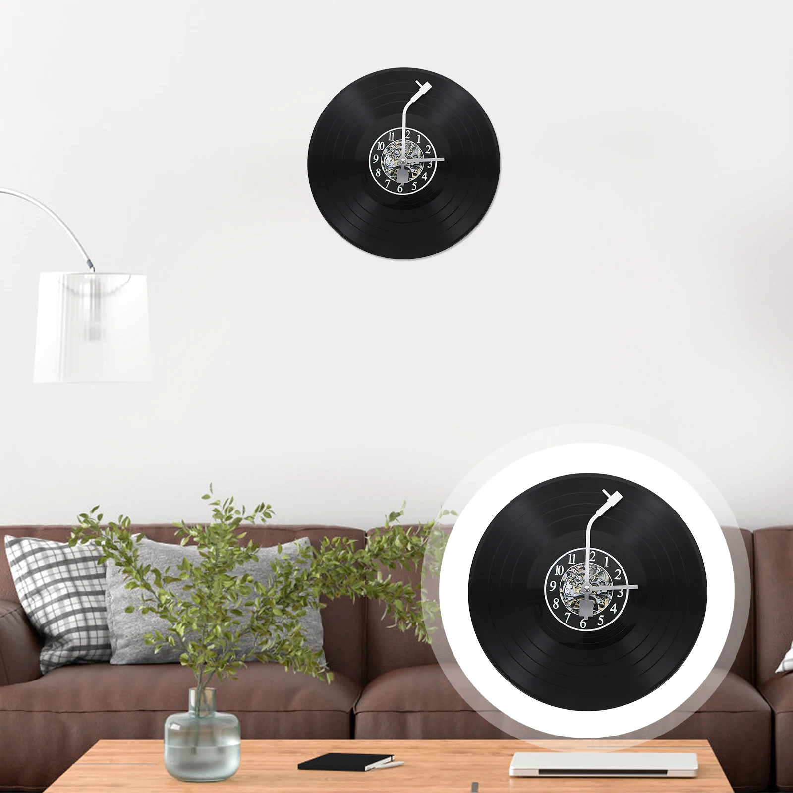 

Vinyl Black Decor Round Wall Living Room Office Clock Bedroom Office Decor Clock Modern Round Hanging Timepiece