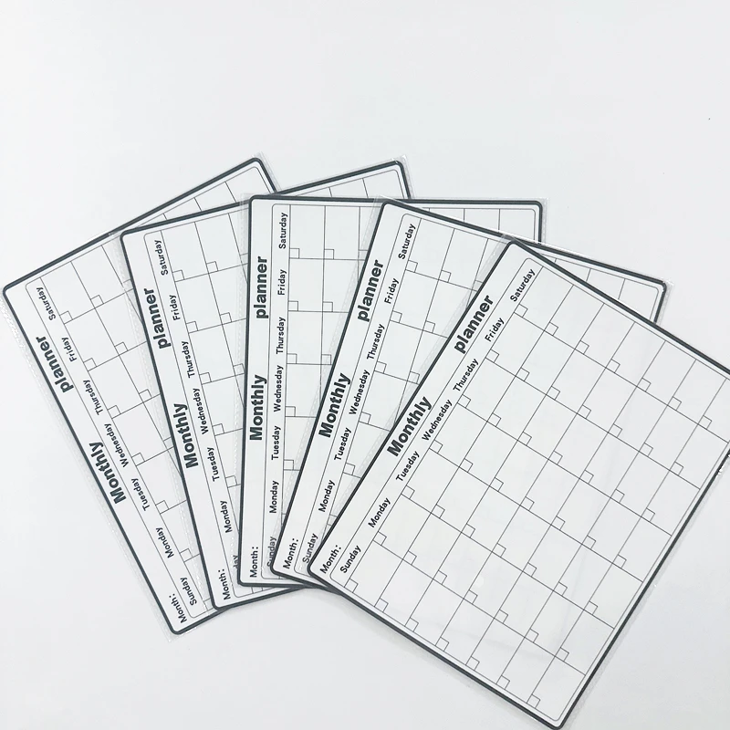 5Pcs/Set Electrostatic Wall Planner - Magnetic Whiteboard Stickers with Weekly/Monthly Study Organizer