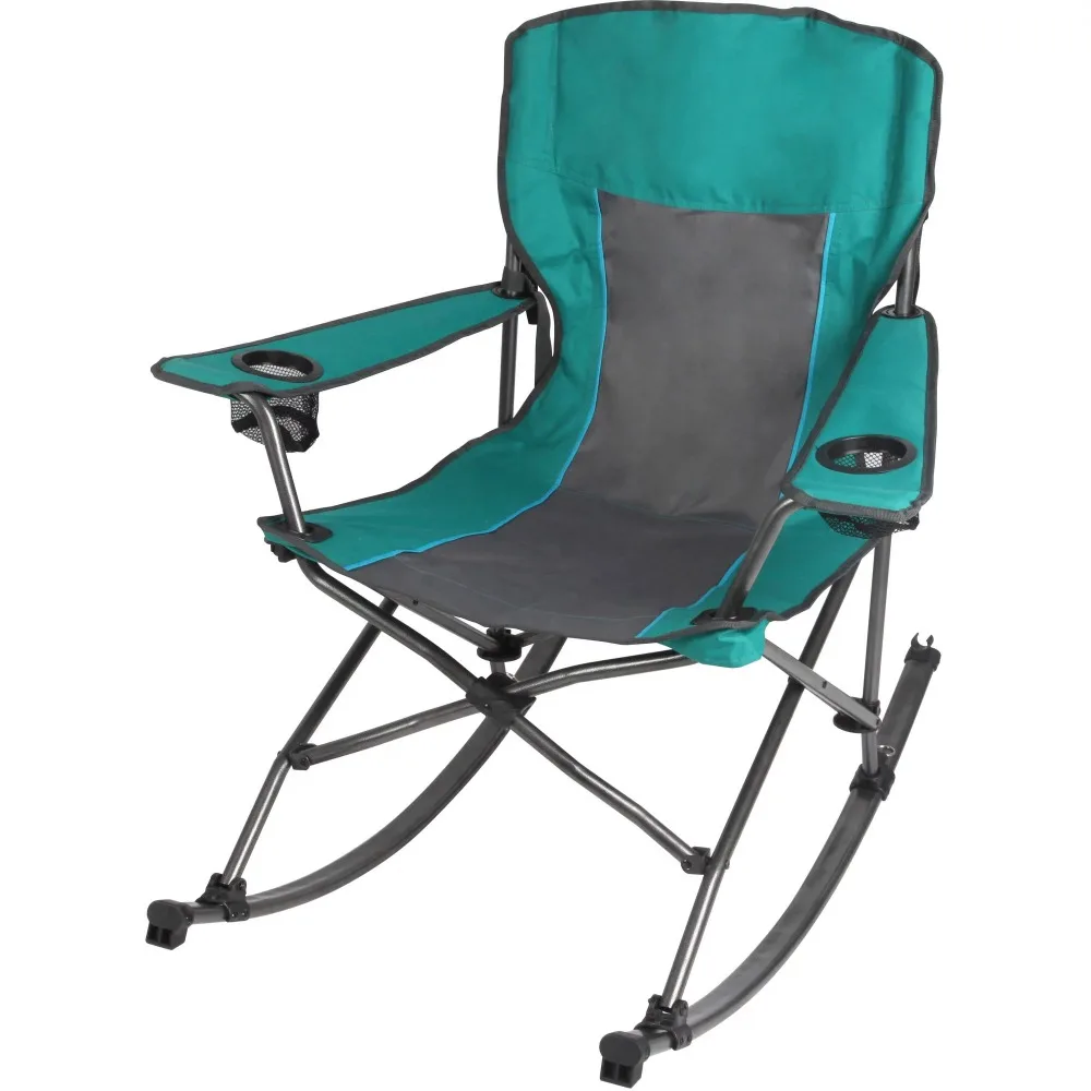 

2024 New Foldable Comfort Camping Rocking Chair, Green, 300 Lbs Capacity, Adult, 16lbs