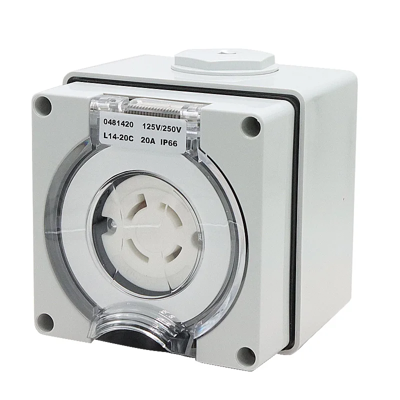 125/250V 20A Generator RV Power Inlet Box PVC Waterproof Switch Socket Wall Outlet NEMA L14-20C Receptacle Outdoor Power Inlet