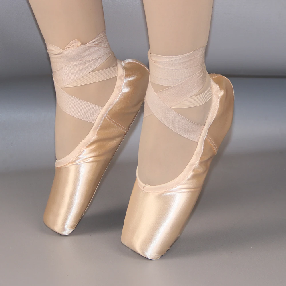 Yalisidai Adult Kids Ballet Pointe Shoes Satin Girls Women Professional Dance Shoes With Ribbons Silicone Toe Pad SP