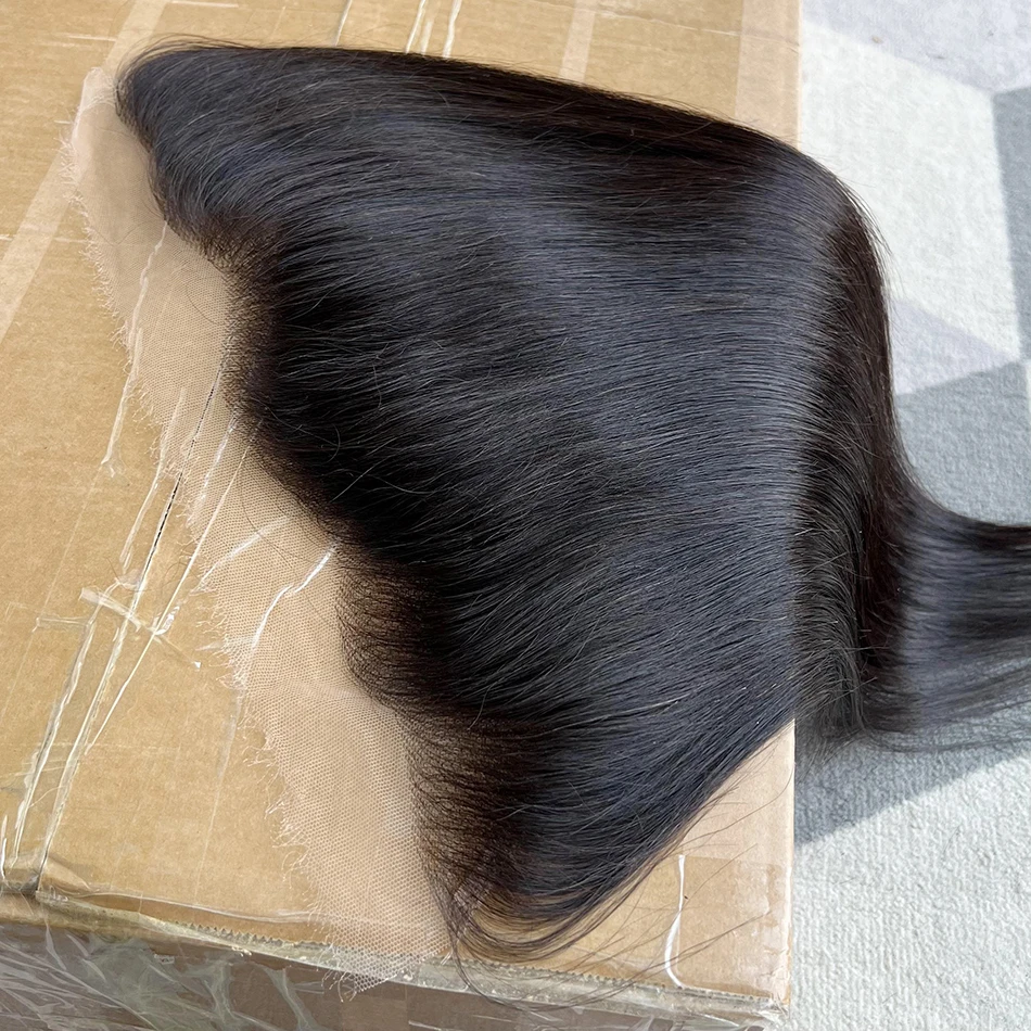 

13x4 HD Lace Frontal, прямые волосы из натурального человеческого волоса, с осветленными узлами, предварительно выщипанные # Натуральный черный цвет 1B, невидимая кружевная застежка, волосы Virgin Hair