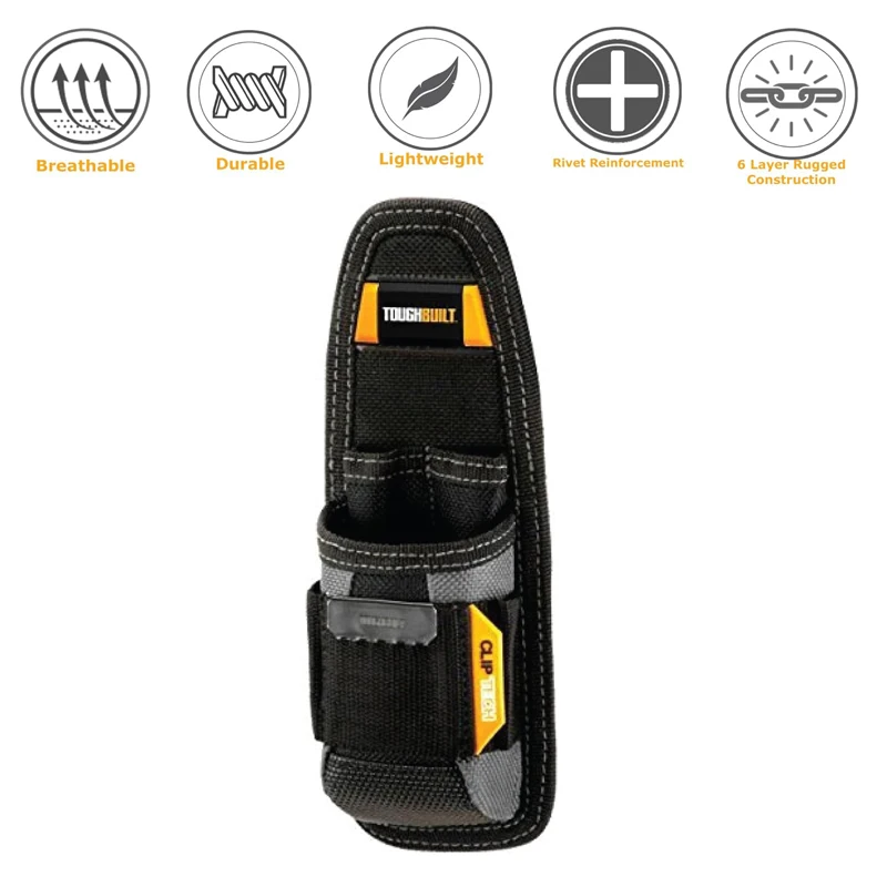 TOUGHBUILT TB-30 Utility Pouch 6 Pockets & Rings Steel Belt Tape Measure Clamp Heavy-duty Structure Plastic Lined Practical Bag