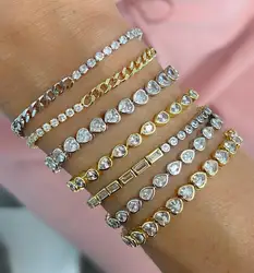 Bezel Setting 5A Cubic Zirconia CZ Tennis Bracelet Fashion High Quality Geometric Various Shaped Stone Jewelry