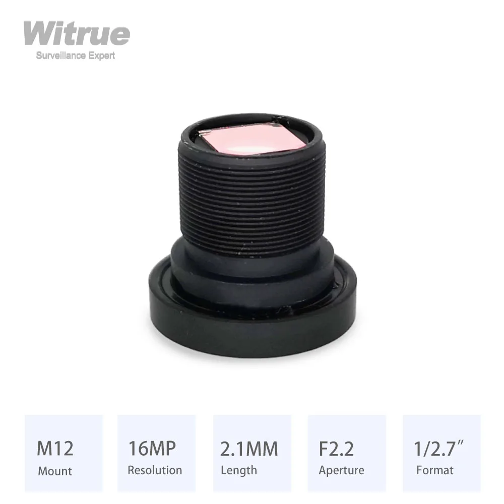 No Distortion Lens HD 4K 16MP 2.1MM M12 * P0.5 Mount Aperture F2.2 Format 1/2.7' with 650nm IR Filter for Openmv Action Camera