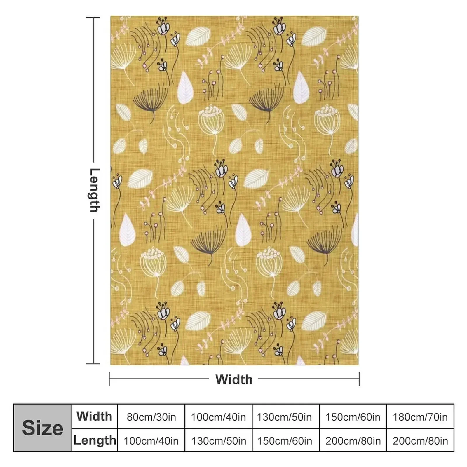 Winter Floral Mustard Throw Blanket Giant Sofa Soft Plush Plaid Thins Blankets