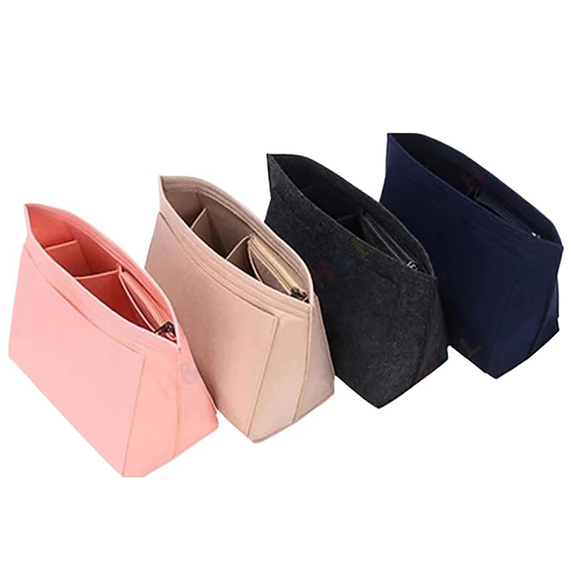 Multi-Pocket Felt Insert Bag Handbag Liner Bag Felt Cloth Makeup Bag Support Travel Portable Insert Purse Organizer