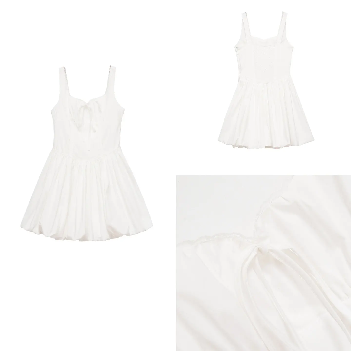 

Summer 2026 Women's Lace Trim Belted Halter Dress Puff Sleeveless Casual Style Floral Print Midi Dress for Daily Wear