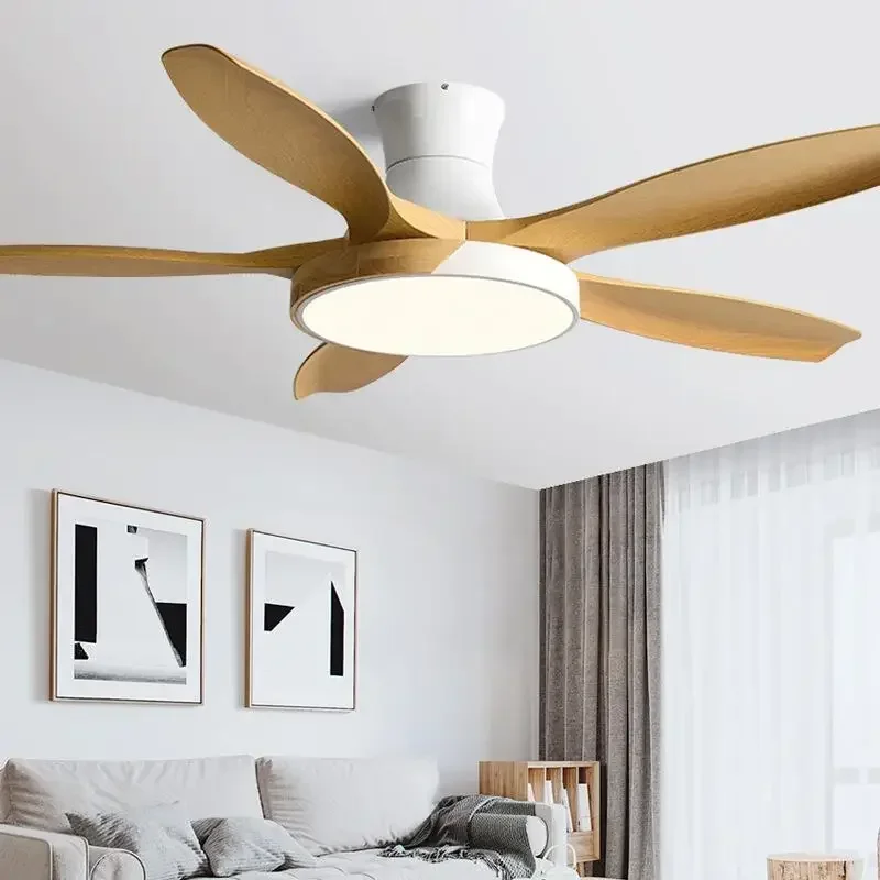 

2024 Large Wood Ceiling Fans DC Motor Led Light Remote Control 110v 220v Living Bedroom Ceiling Fan With Lights