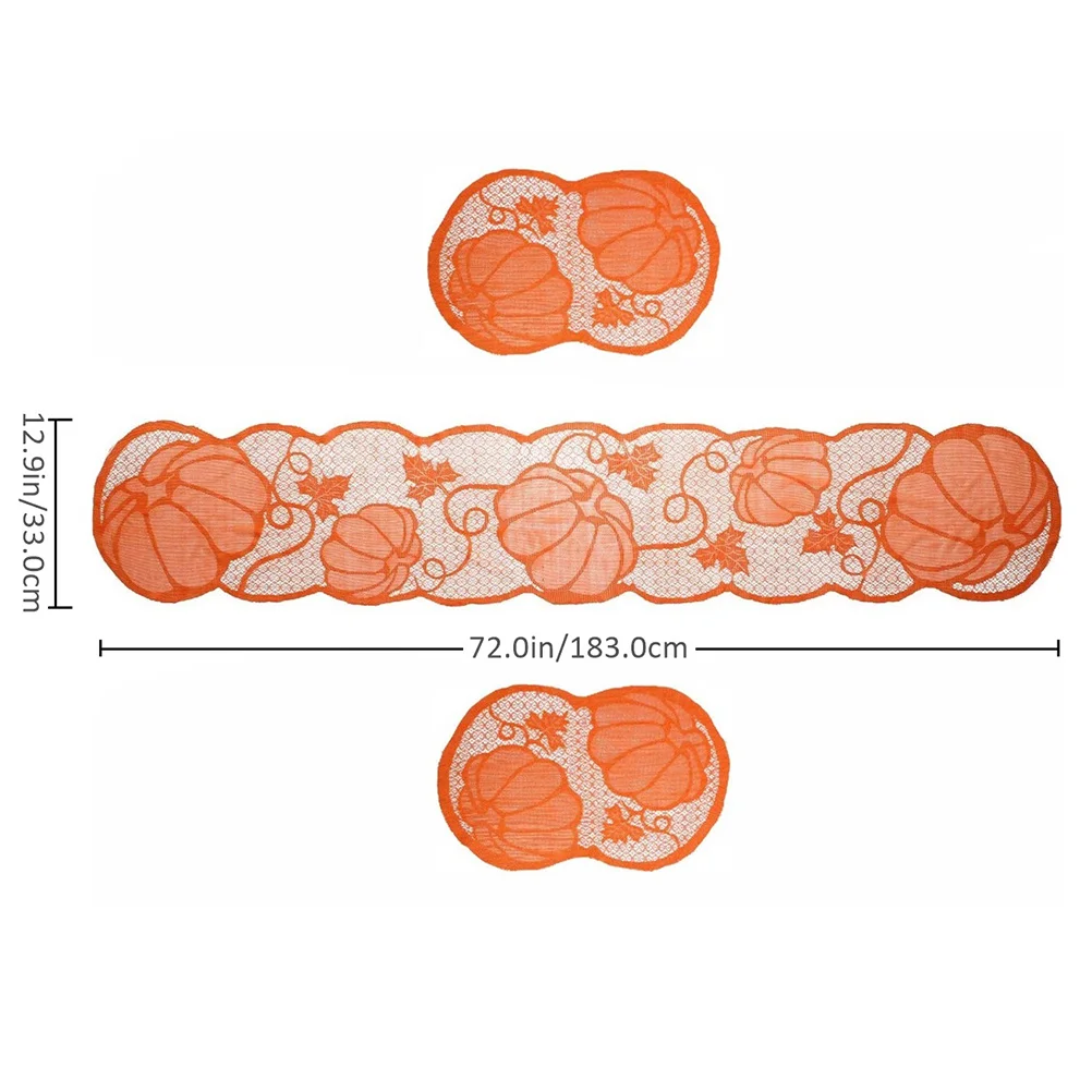مجموعة واحدة من مفرش المائدة المصنوع من الدانتيل والبوليستر المنحوت المجوف لحفلات عيد الشكر والفندق المنزلي #5