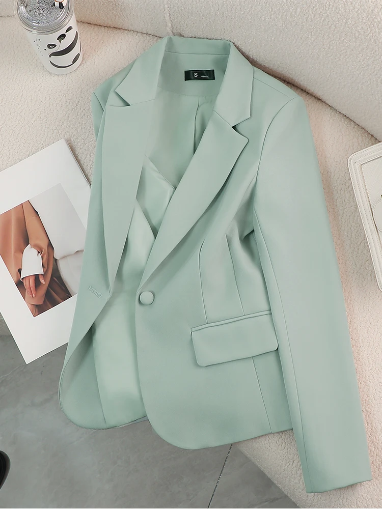 Women Blazer Ladies Red Green Beige Black Solid Female Business Work Wear Slim Formal Jacket Coat For Autumn Winter