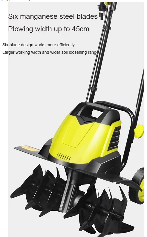 Multifunctional Garden Rotary Cultivator Bulldozer Agricultural Rotary Tiller Electric Small-Scale Scarifier Plow