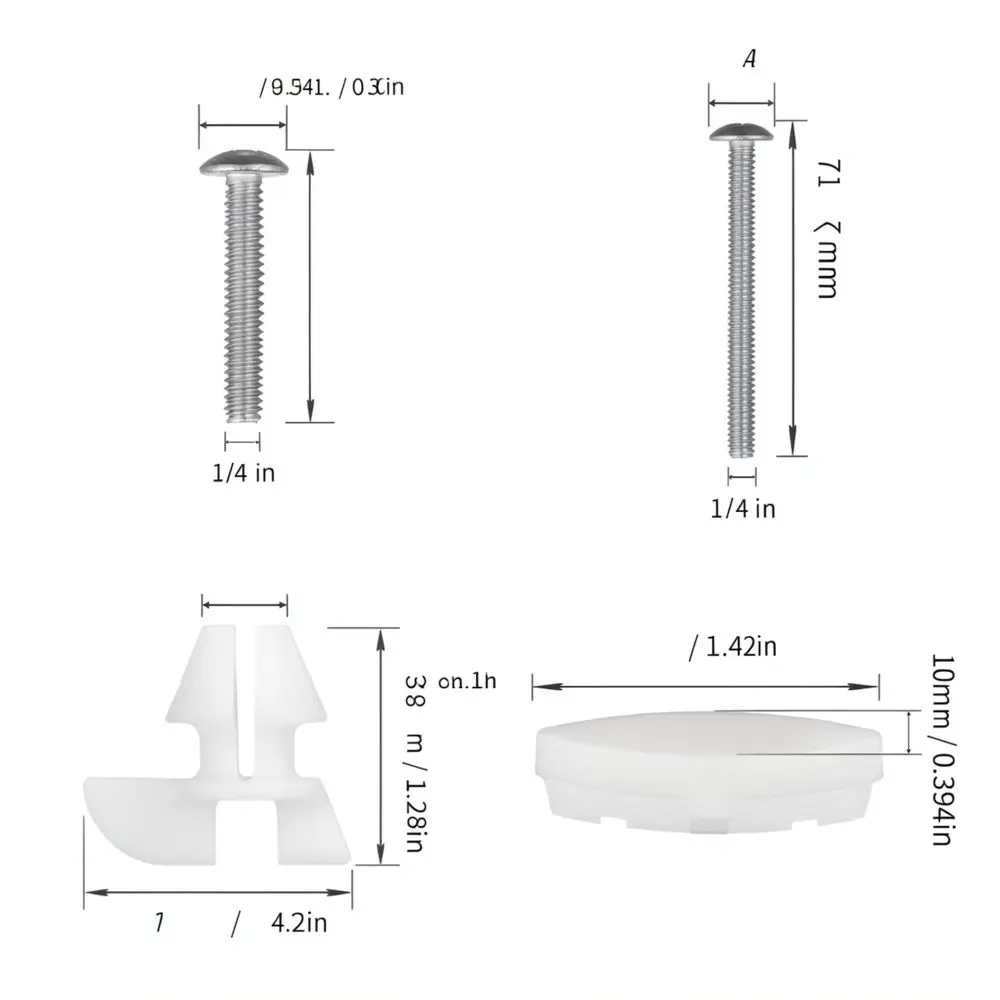 Toilet Seat Hinge Screw Replacement Kit For K 1133024 1236365 Durable Stainless Steel POM Hardware Fixer Bathroom Fixtures